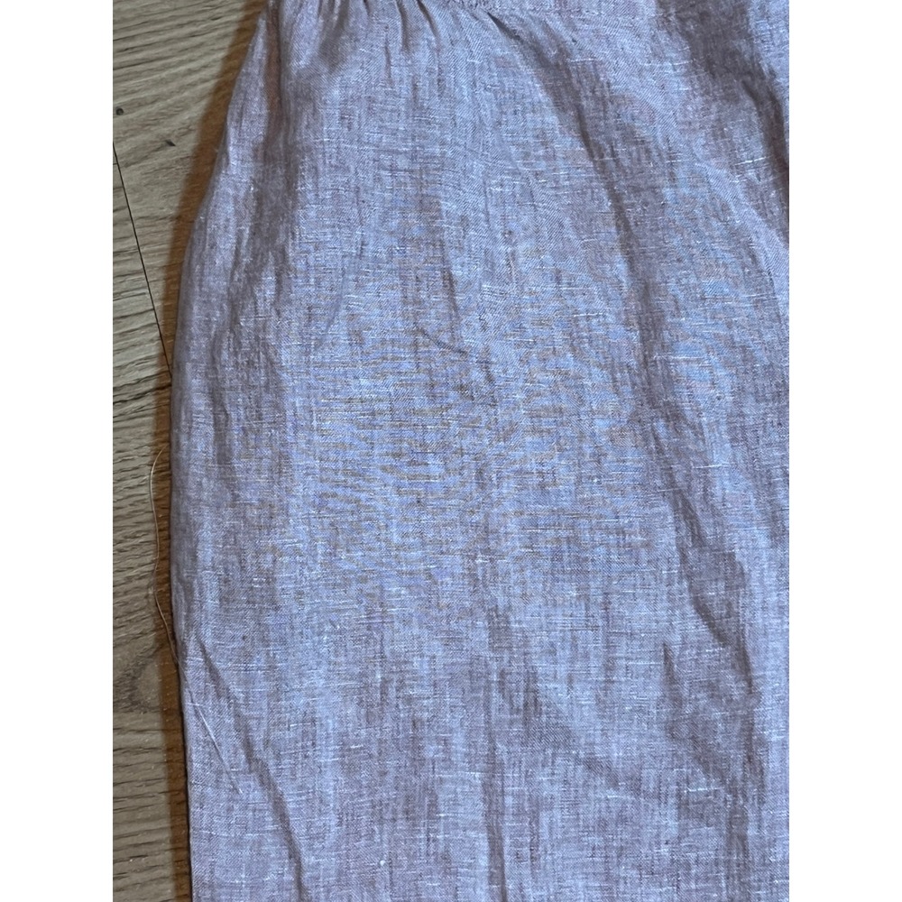FLAX Linen Pants Womens M Rose Pull On Elastic Pockets Hem Slit Straight Leg - Picture 7 of 12